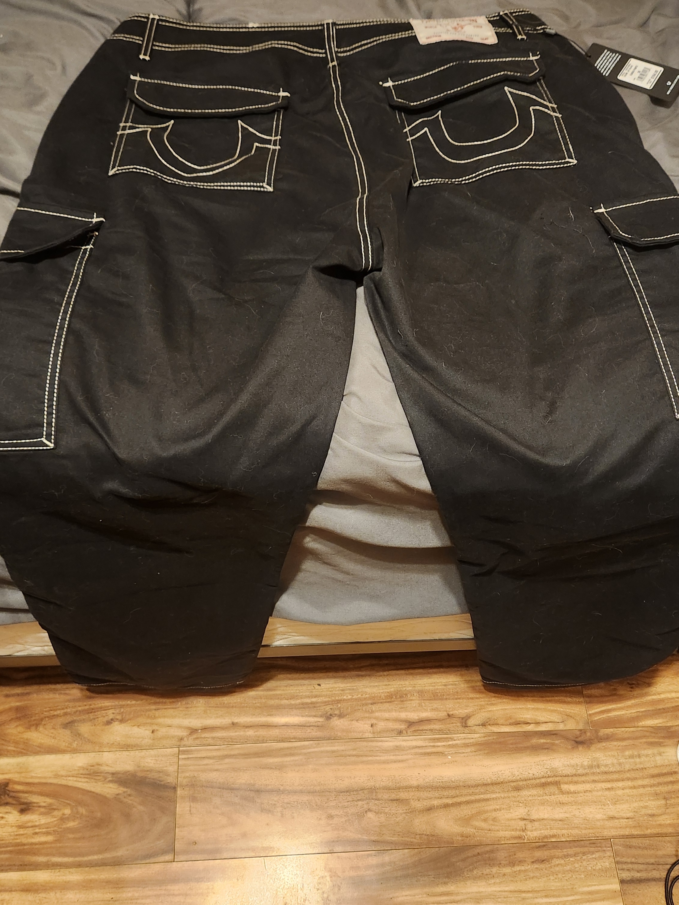 True Religion Black Jeans With Contrast White Stitching